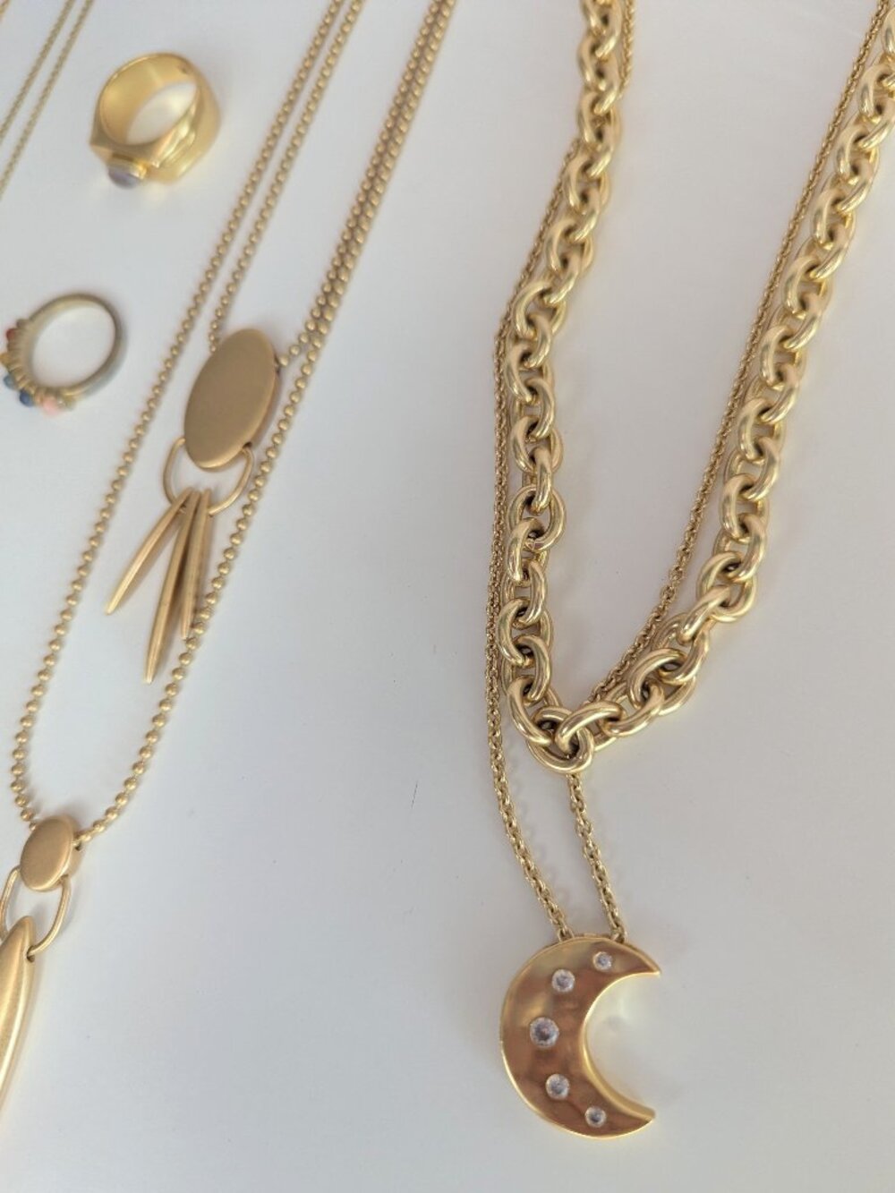 Madewell & Anthropologie Curated Gold Jewelry Bundle Layered Chains Rings - Picture 11 of 13